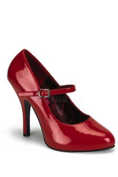 Red Patent Faux Leather Maryjane High Heels