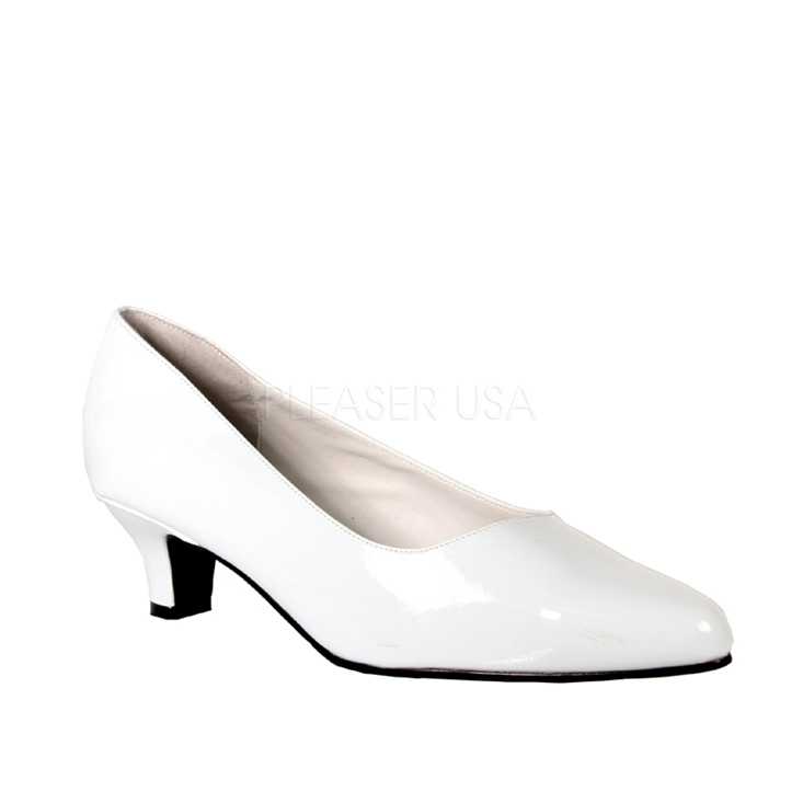 White Closed Toe Pump High Heels Patent Faux Leather