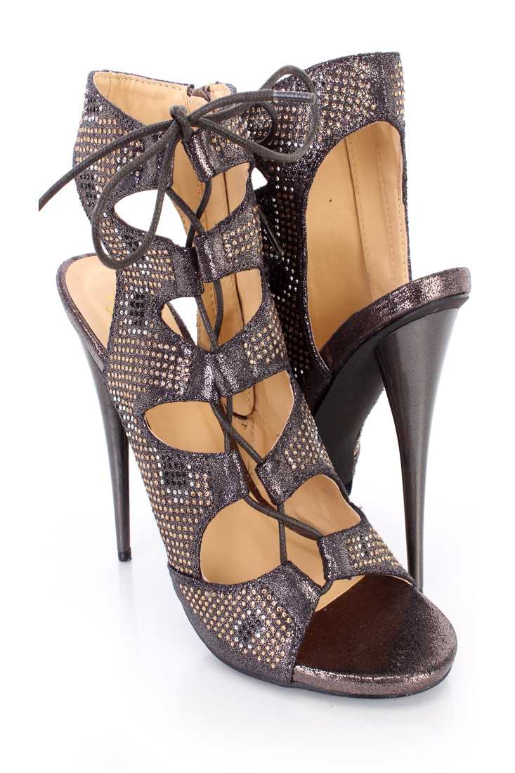 Black Rhinestone Single Sole Booties Shimmer Fabric