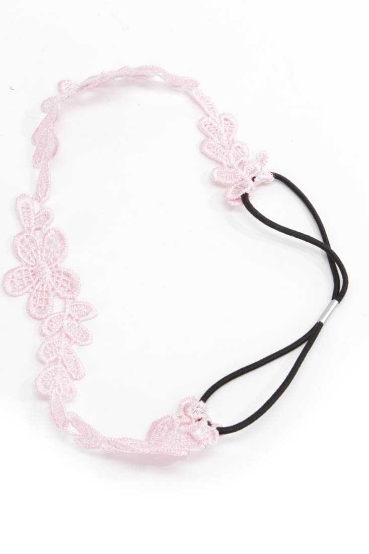 Light Pink Elastic Floral Crochet Headband