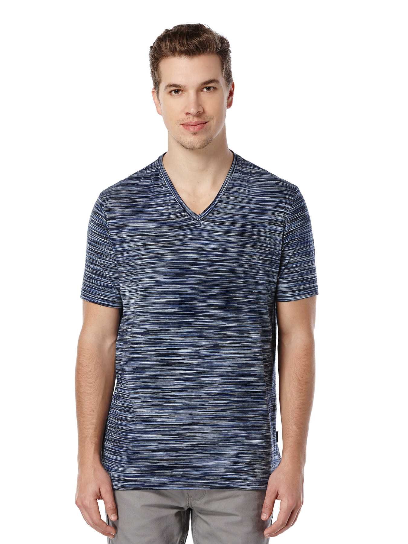 Perry Ellis Short Sleeve Space Dyed V-Neck Shirt