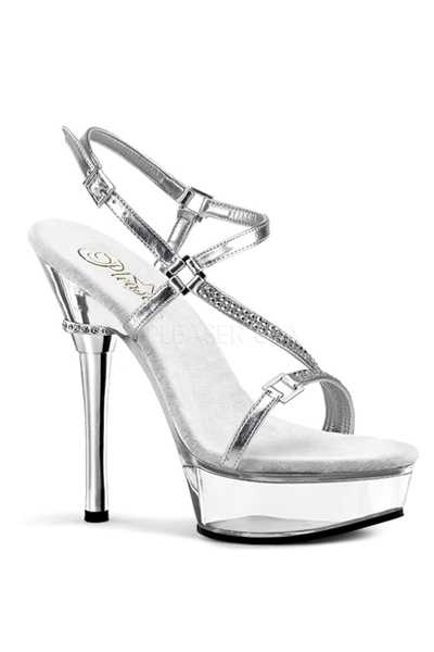Silver Clear Metallic Rhinestone High Heels