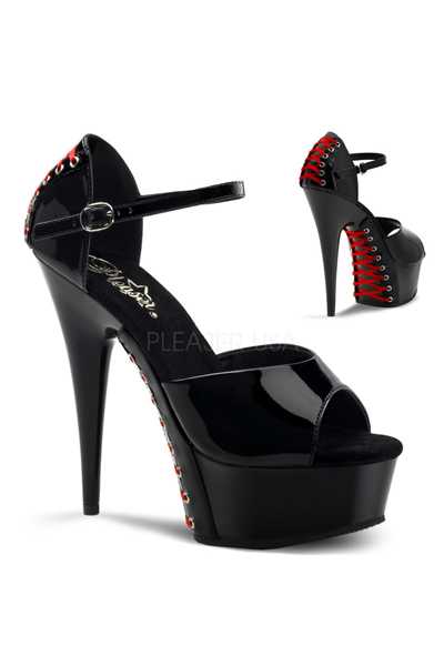 Black Patent Lace Up Platform High Heels