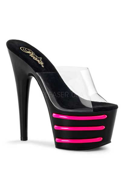 Clear Black Hot Pink UV Tube Platform High Heels