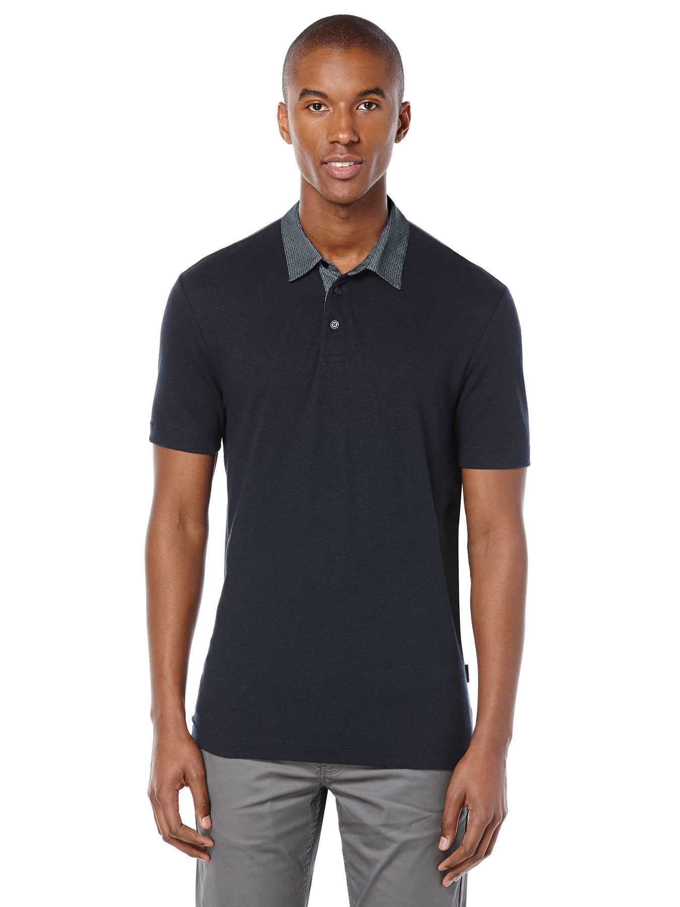 Perry Ellis Short Sleeve Linen Blend Polo