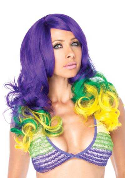 Multi Carnival Tri-Color Wavy Wig