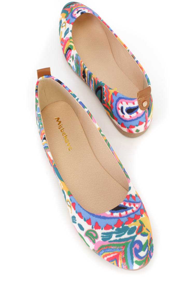 Paisley Graphic Pattern Ballet Flats Canvas