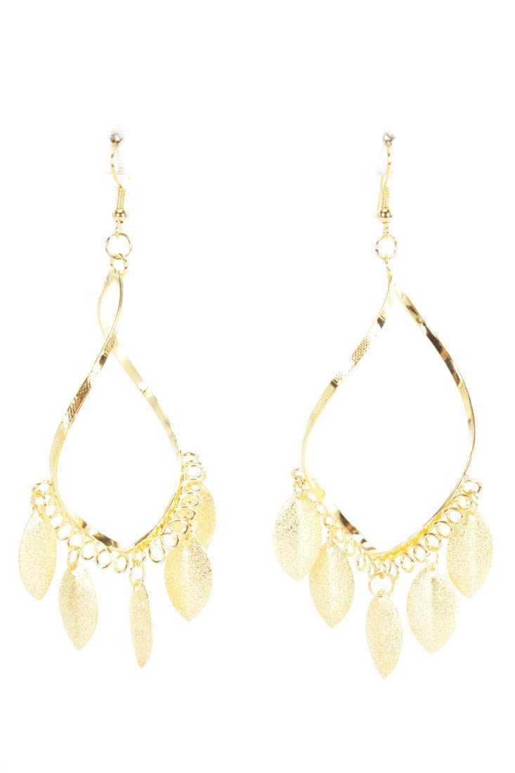 Gold Twisted Hoop High Polish Metal Earrings