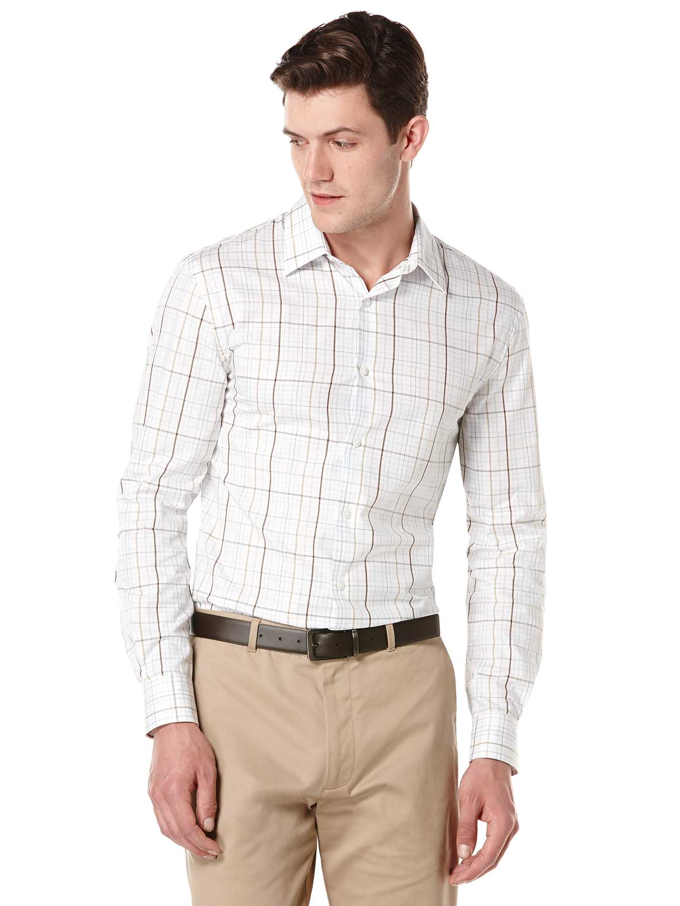 Perry Ellis Regular Fit Stripe Plaid Shirt