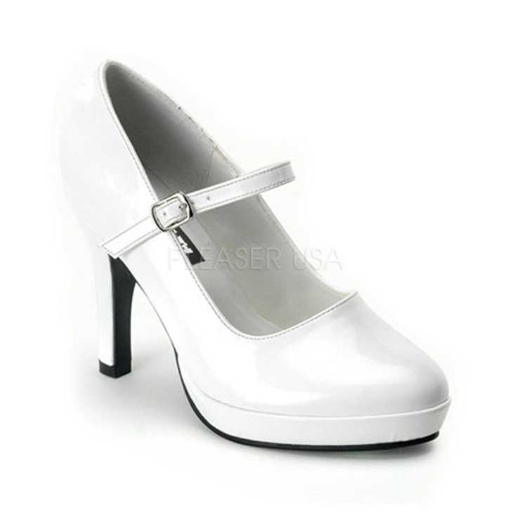White Patent Faux Leather Maryjane High Heels