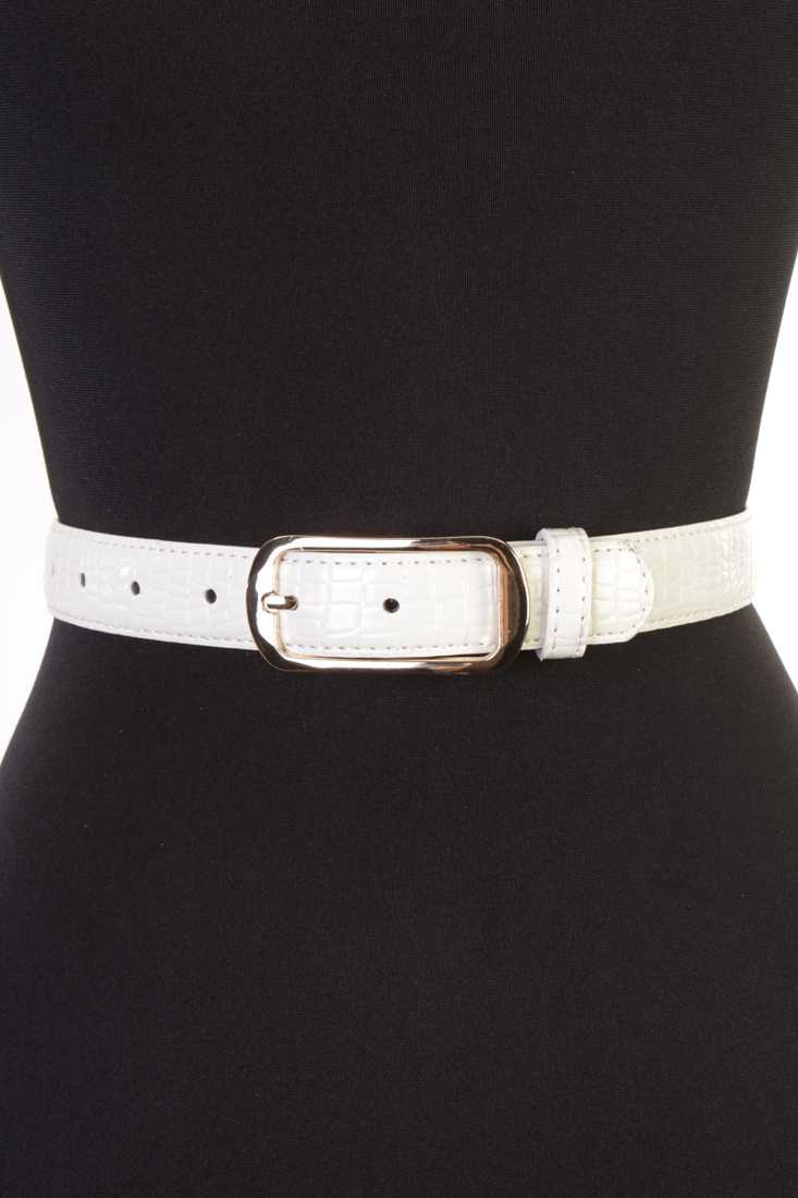 White Croc Skin Textured Belt