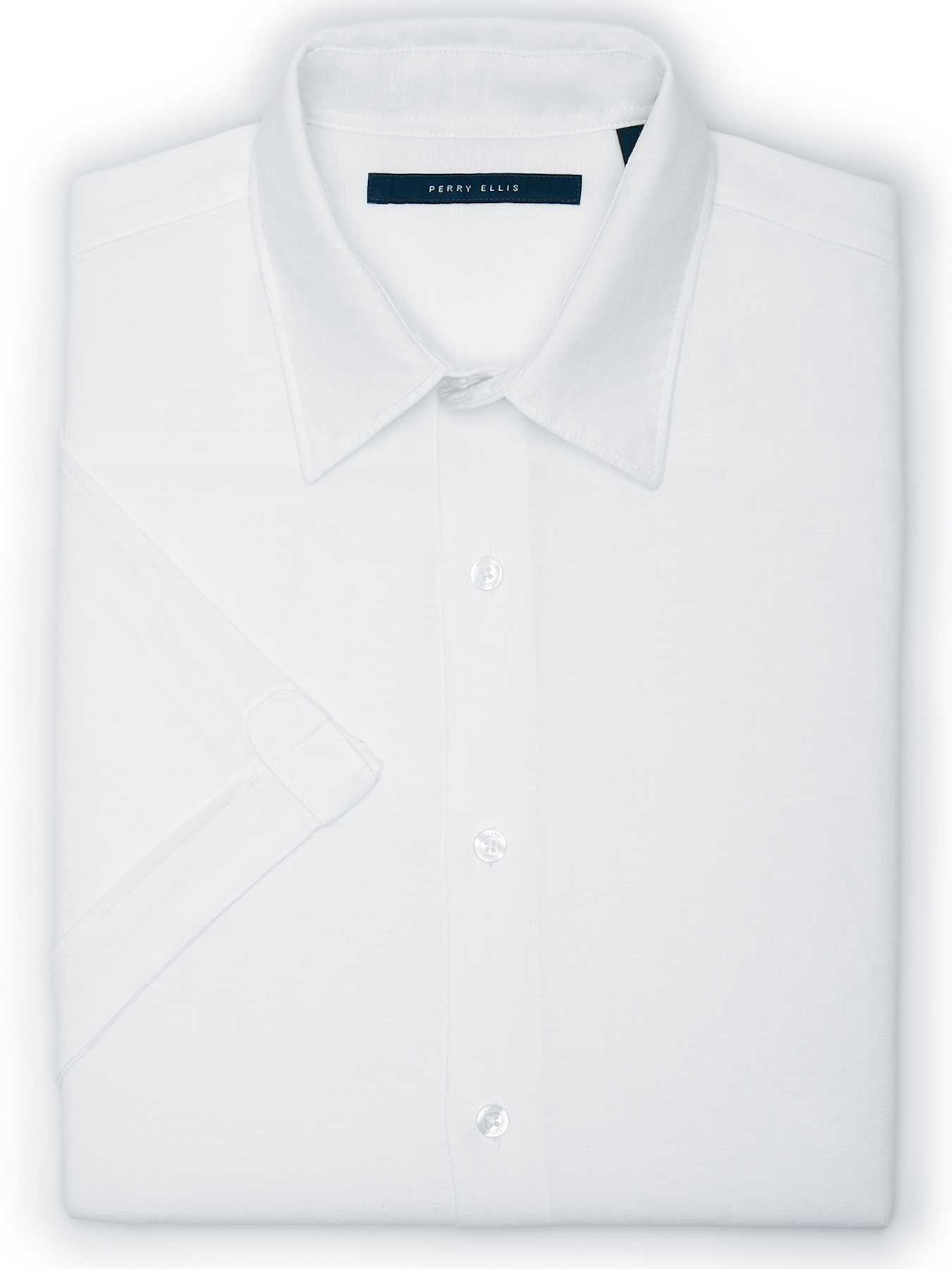Perry Ellis Linen Cotton Short Sleeve Solid Shirt