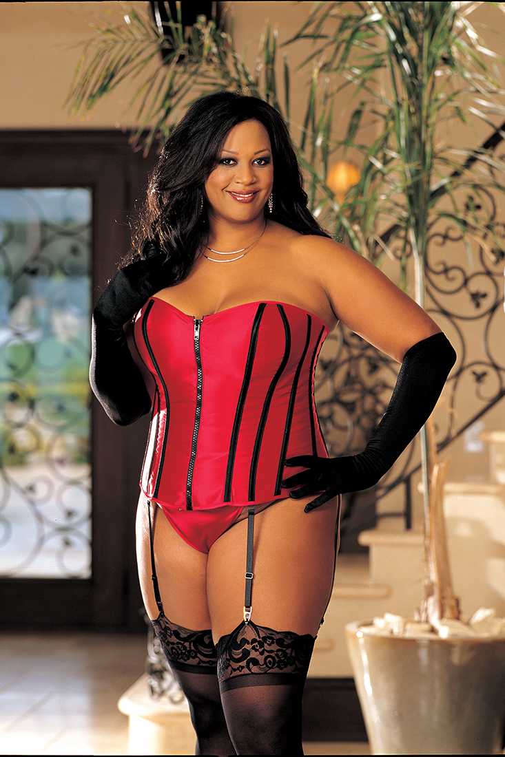 Red Black Slimming Satin Plus Size Corset