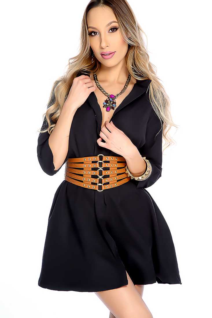 Stylish Black Quarter Sleeve Button Up Jacket