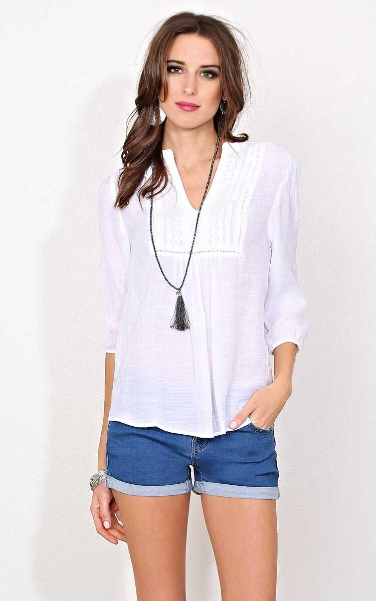 Tessa Popover Peasant Top - - White in Size by Styles For Less