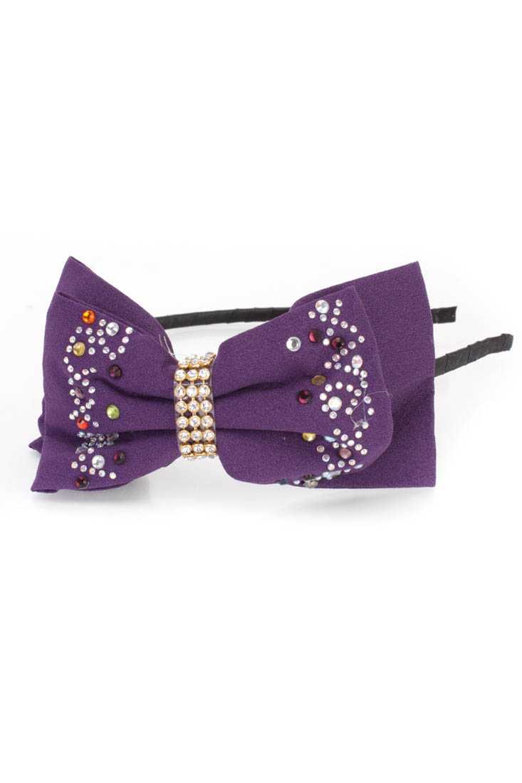 Cute Purple Rhinestone Detail Hair Bow Headband