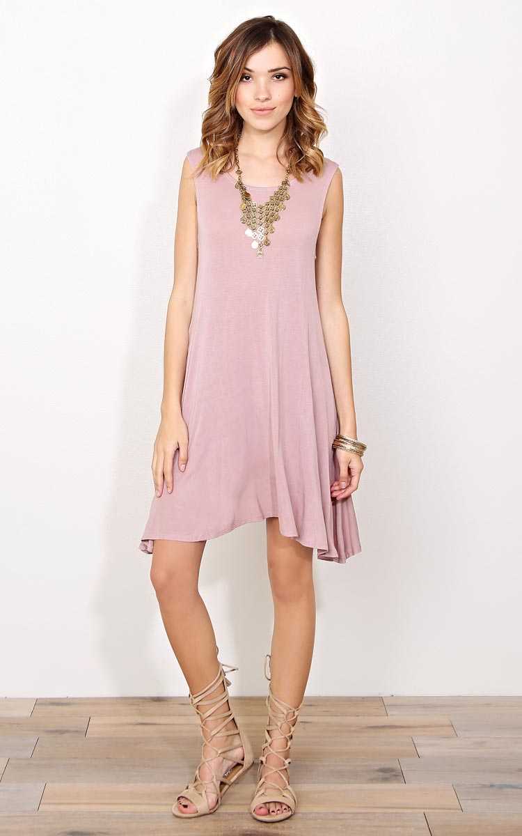 Mauve Movin' On Knit Shift Dress - - Mauve in Size by Styles For Less