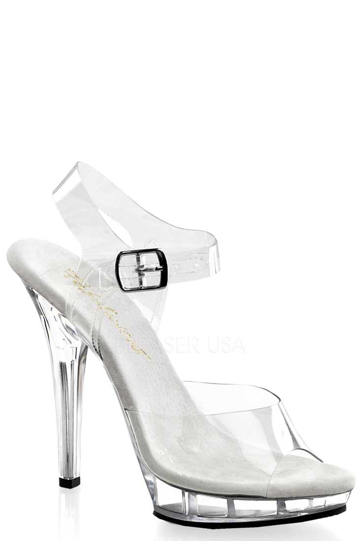 Clear Strappy Peep Toe High Heels PVC