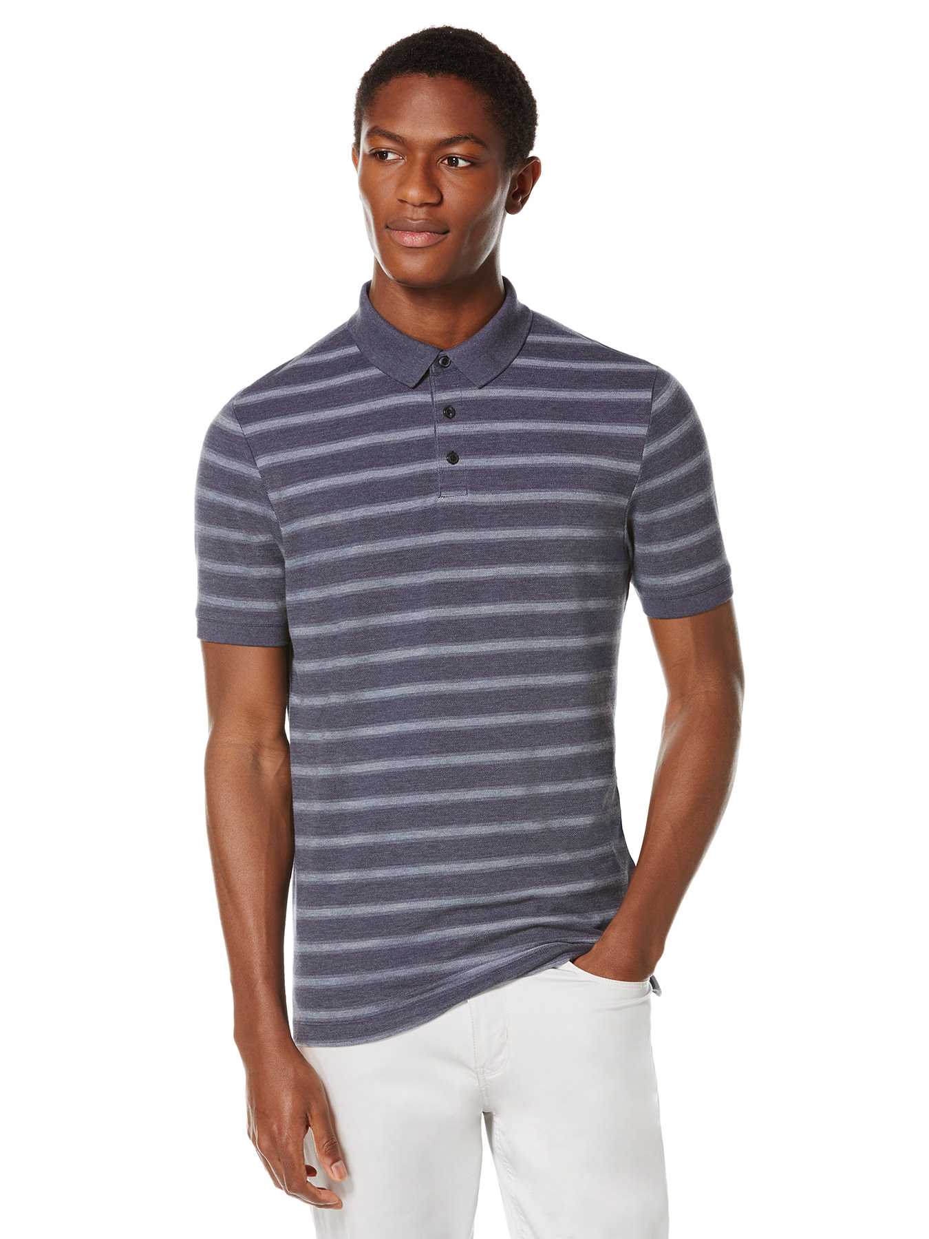 Perry Ellis Short Sleeve Pique Stripe Polo