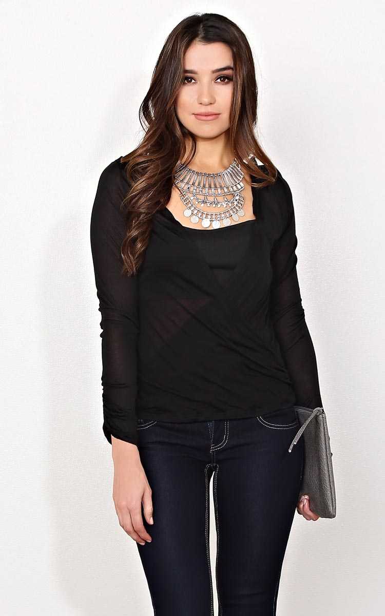 Dance With You Knit Surplice Top - - Black in Size by Styles For Less