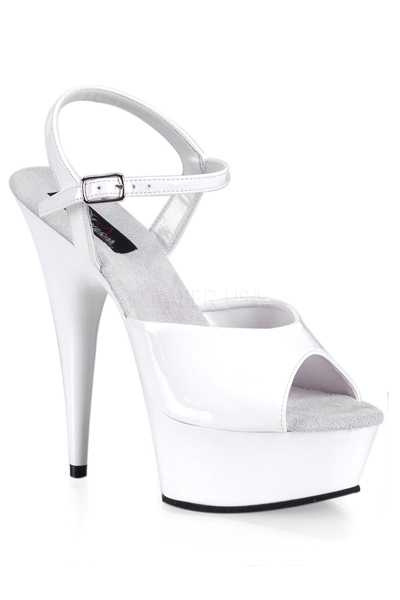 White Patent Peep Toe Platform High Heels