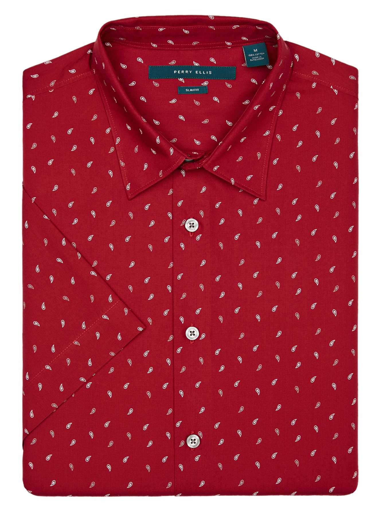 Perry Ellis Short Sleeve Paisley Print Shirt