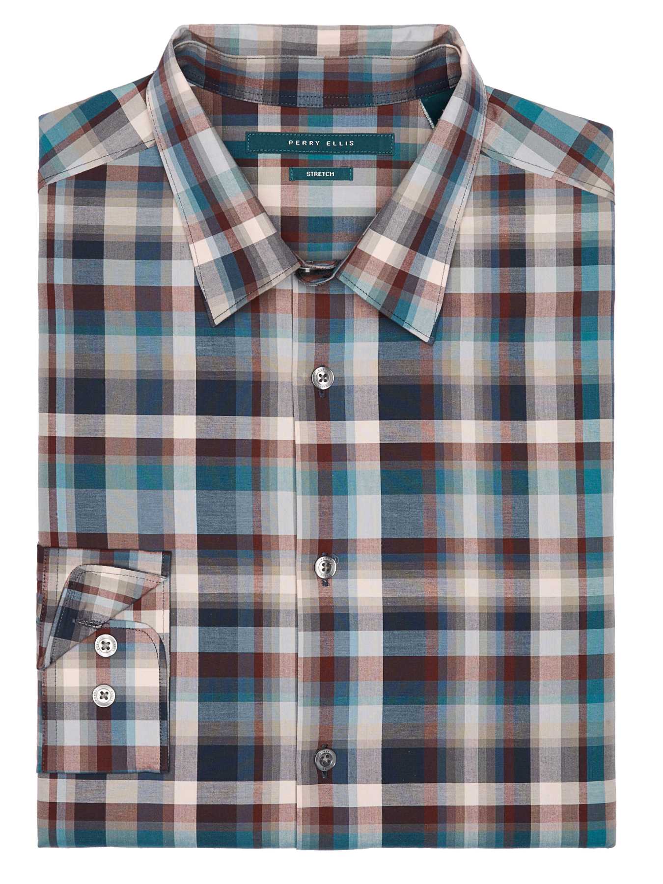 Perry Ellis Exploded Plaid Pattern Shirt