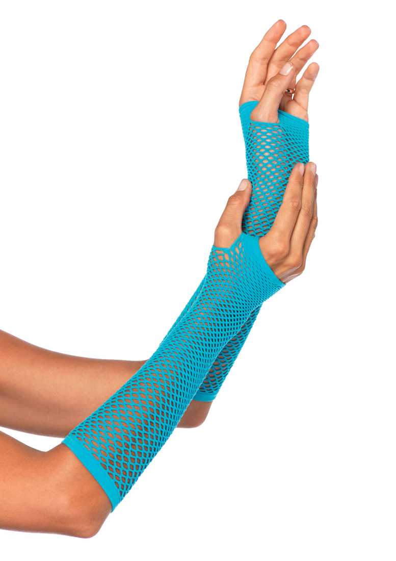 Neon Blue Fingerless Gloves