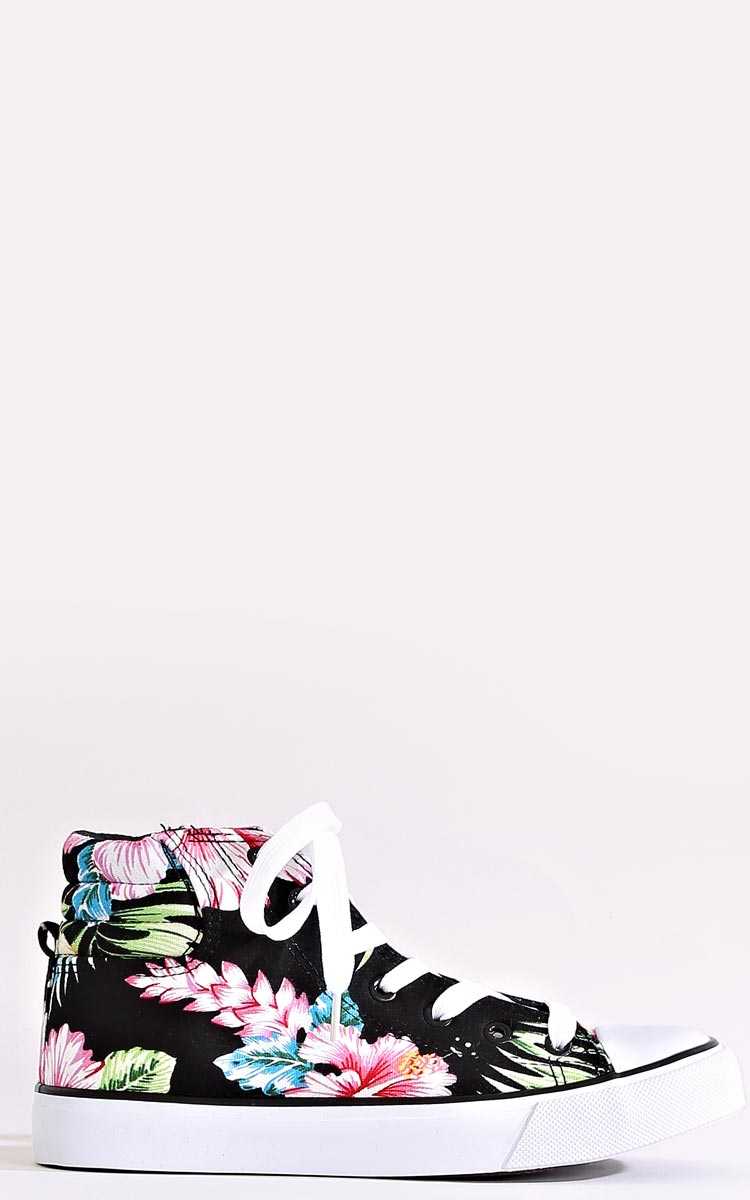 North Shore Floral Canvas High Tops - Black Combo in Size by Styles For Less