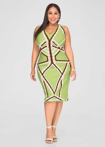 Geo Stripe Sheath Dress