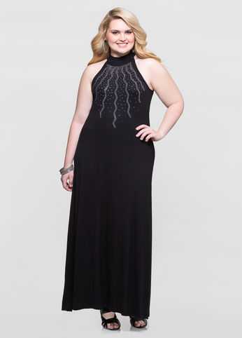 Starburst Stud Mock Neck Maxi Dress