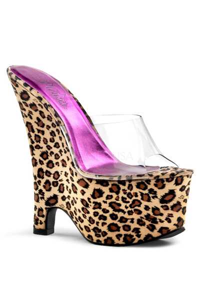 Black Tan Leopard Print Satin Wedges