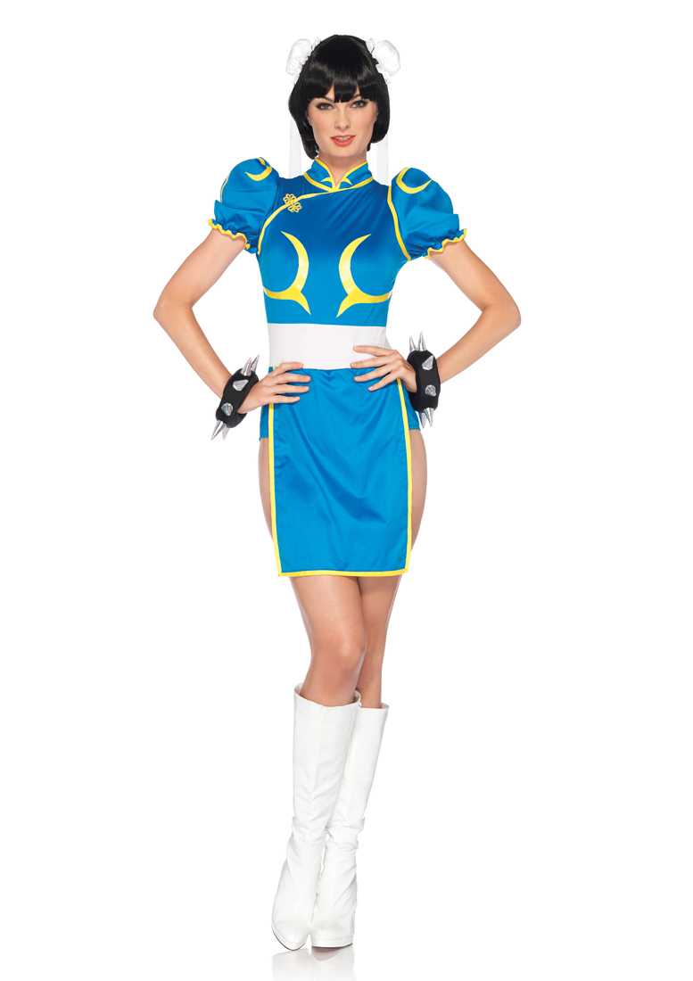 Blue 3 Piece Chun-Li Sexy Licensed Street Fighter Hasbro Costume