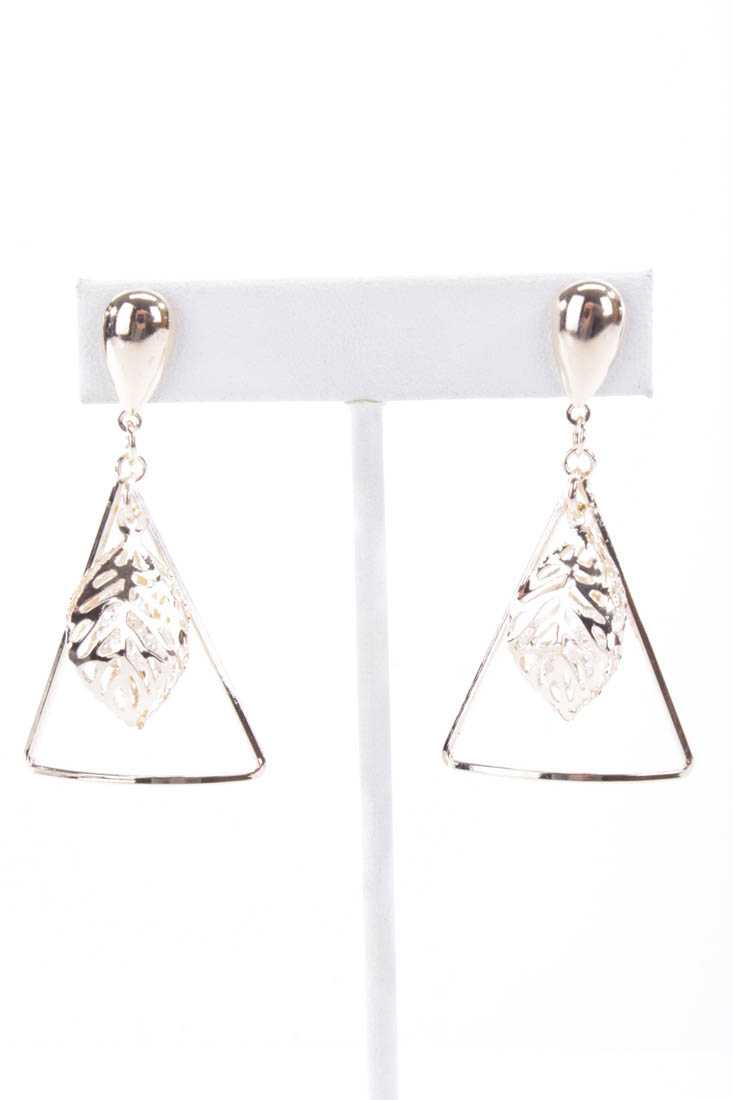 Gold High Polish Feather Detailed Earrings