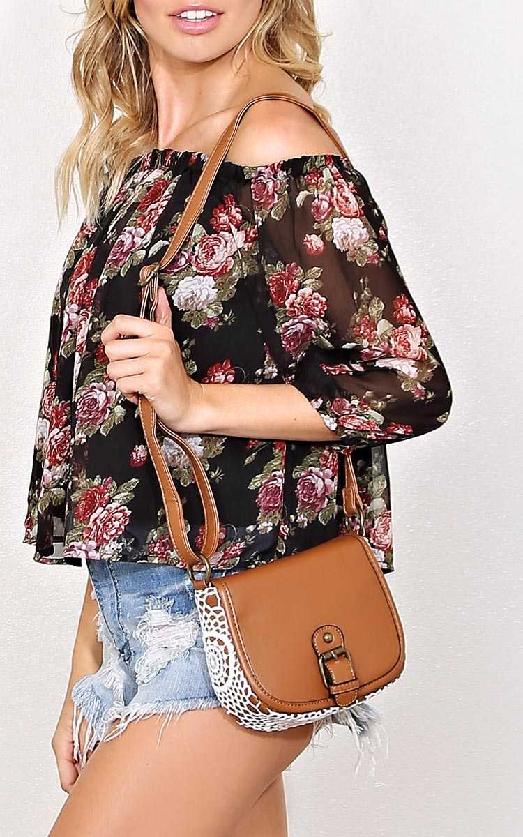 Festival Season Crochet Crossbody Bag - N/S - Cognac by Styles For Less