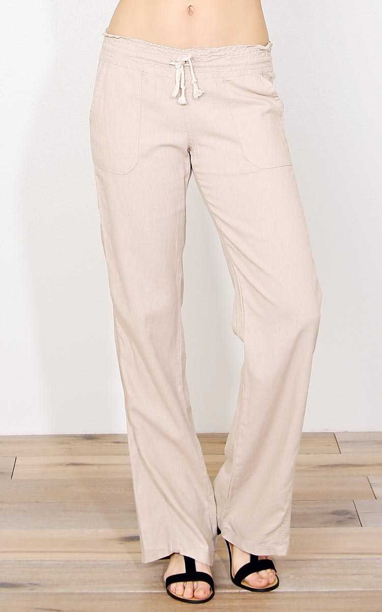 Beige Adventure Bound Linen Pants - - Khaki in Size by Styles For Less