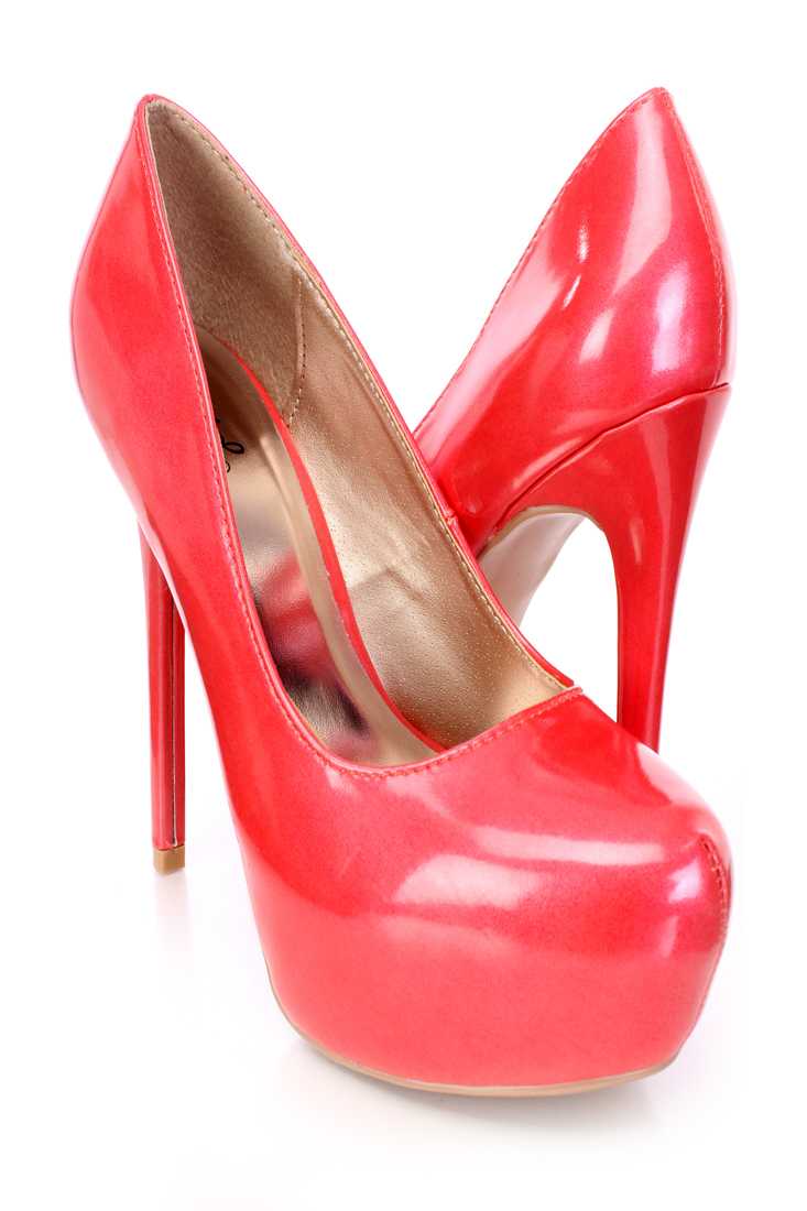 Coral Platform Pump Heels Pearl Patent