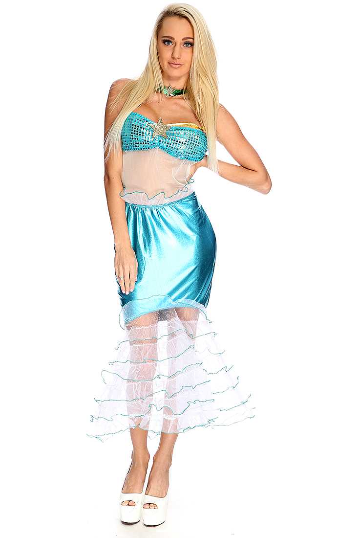2Pc. White Blue Mermaid Storybook Costume