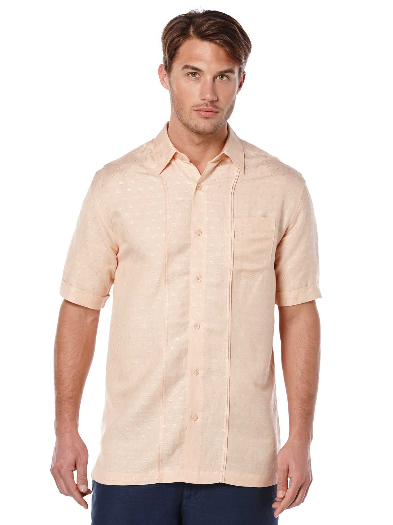 Cubavera Short Sleeve 1 Pocket Dobby Texture with Tucks Shirt