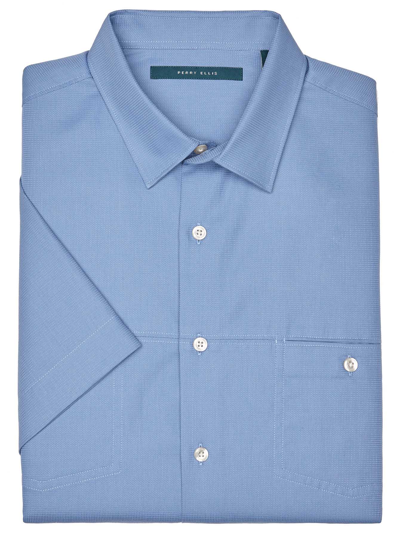 Perry Ellis Short Sleeve Textured Dobby Shirt