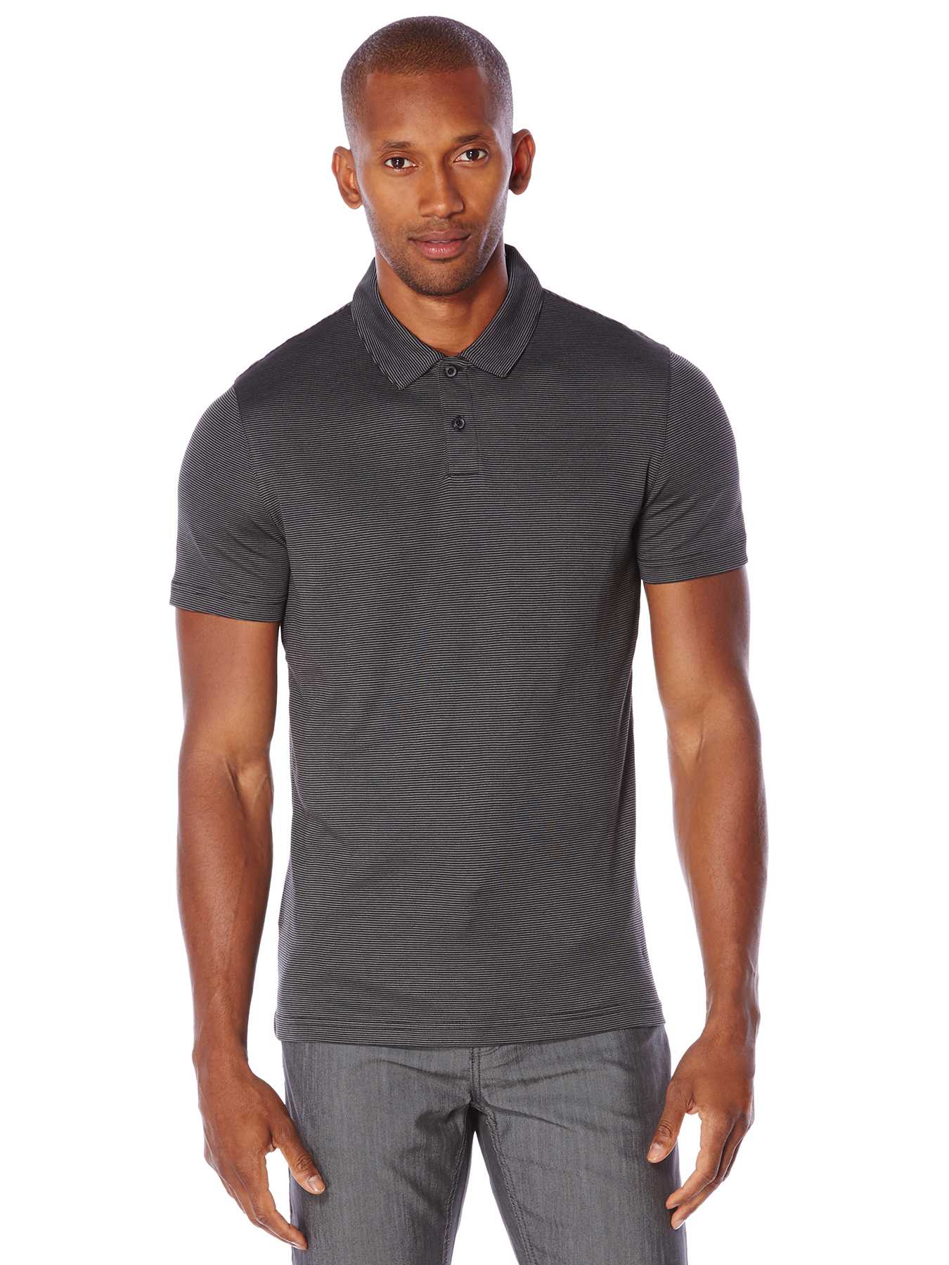 Perry Ellis Short Sleeve Stripe 2 Button Polo