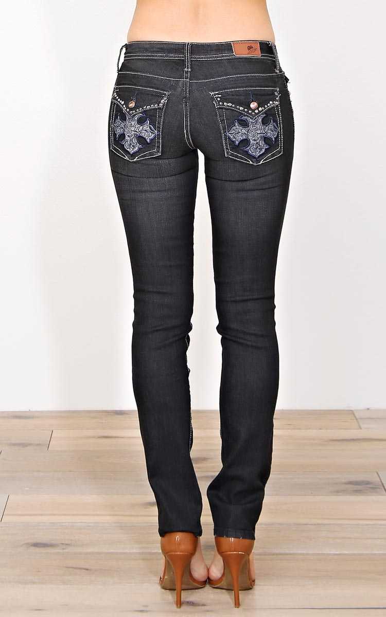 Rock Steady Embellished Skinny Jeans - Black Denim in Size by Styles For Less