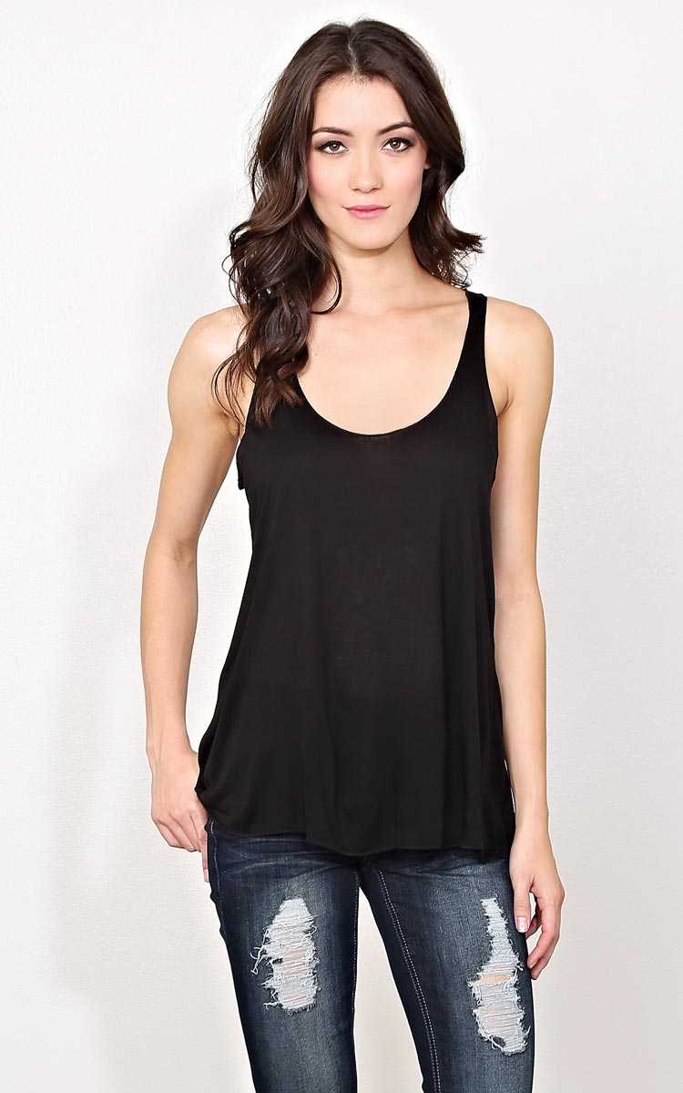 Black Bozzolo On The Run Knit Tank - MED - Black in Size Medium by Styles For Less