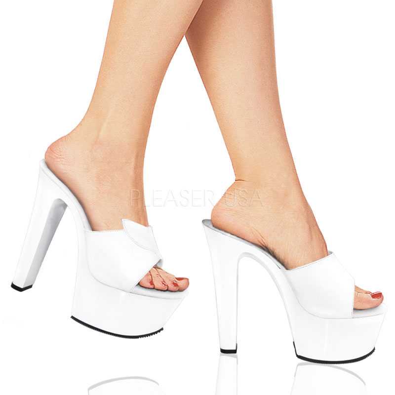 White Peep Toe Platform 6 Inch High Heels Leather
