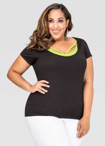 2-In-1 Scoop Neck Bralette Tee