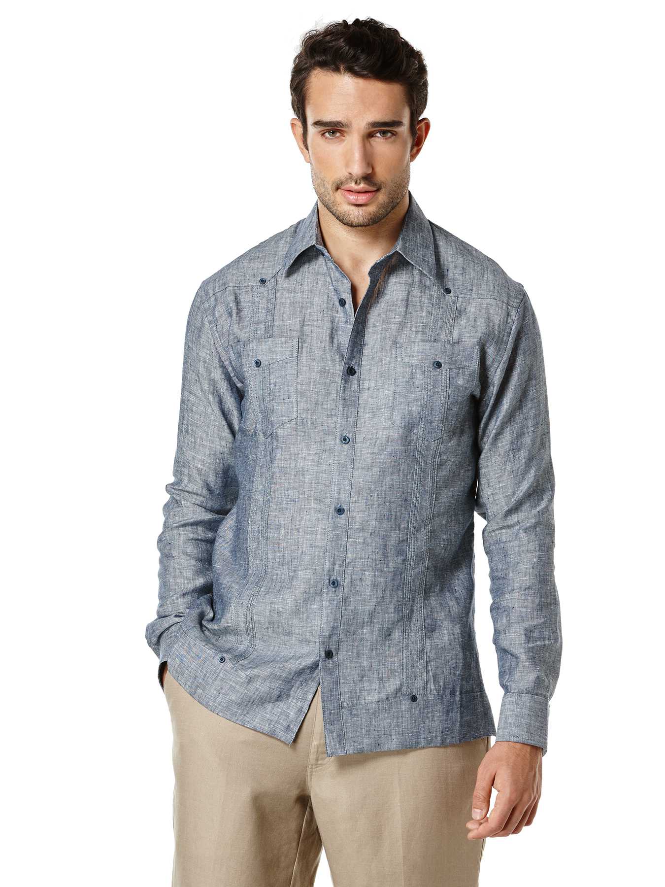 Cubavera 100% Linen Long Sleeve 2 Upper Pocket Guayabera